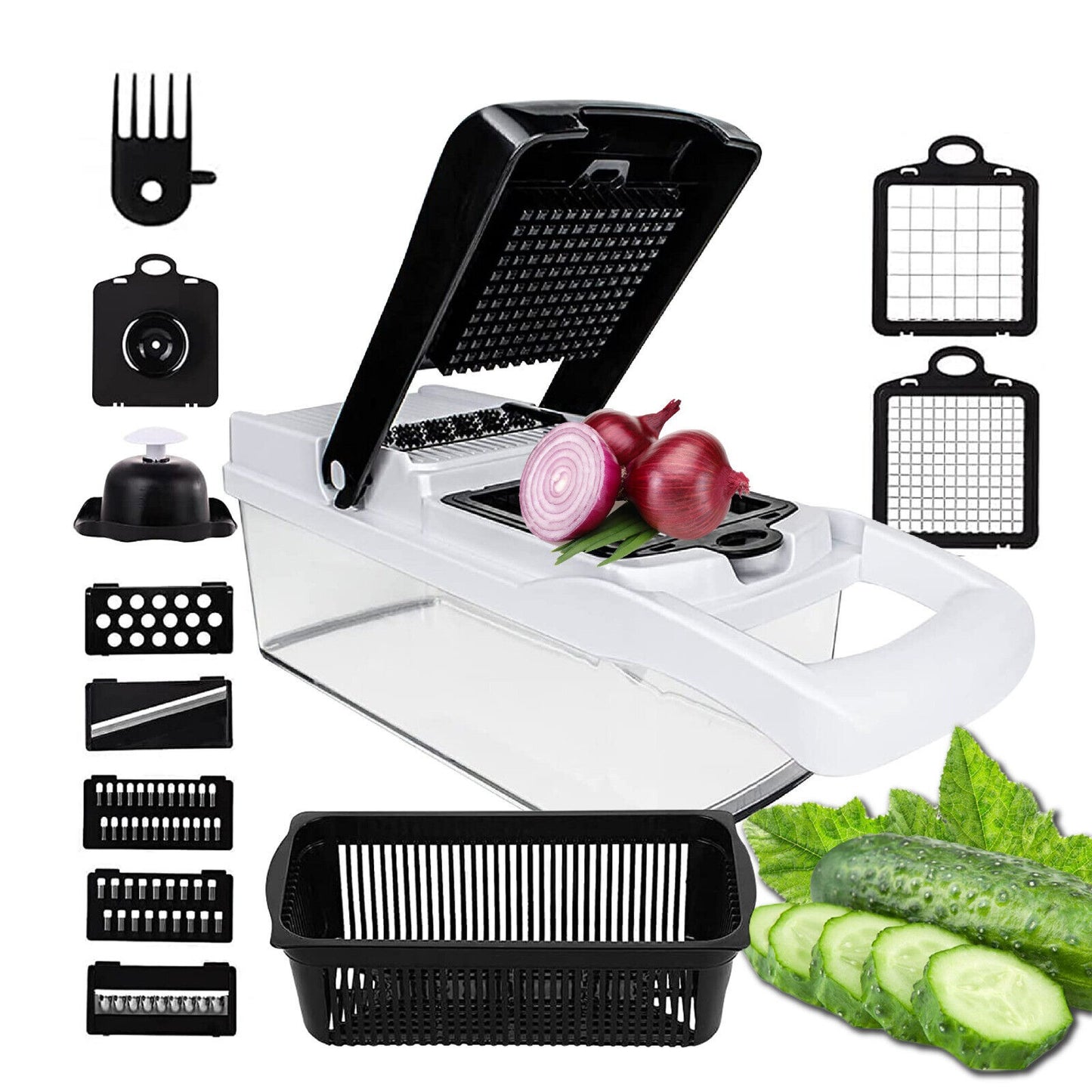 12 in 1 Vegetable Spirilizer Chopper Slicer Grater with Container
