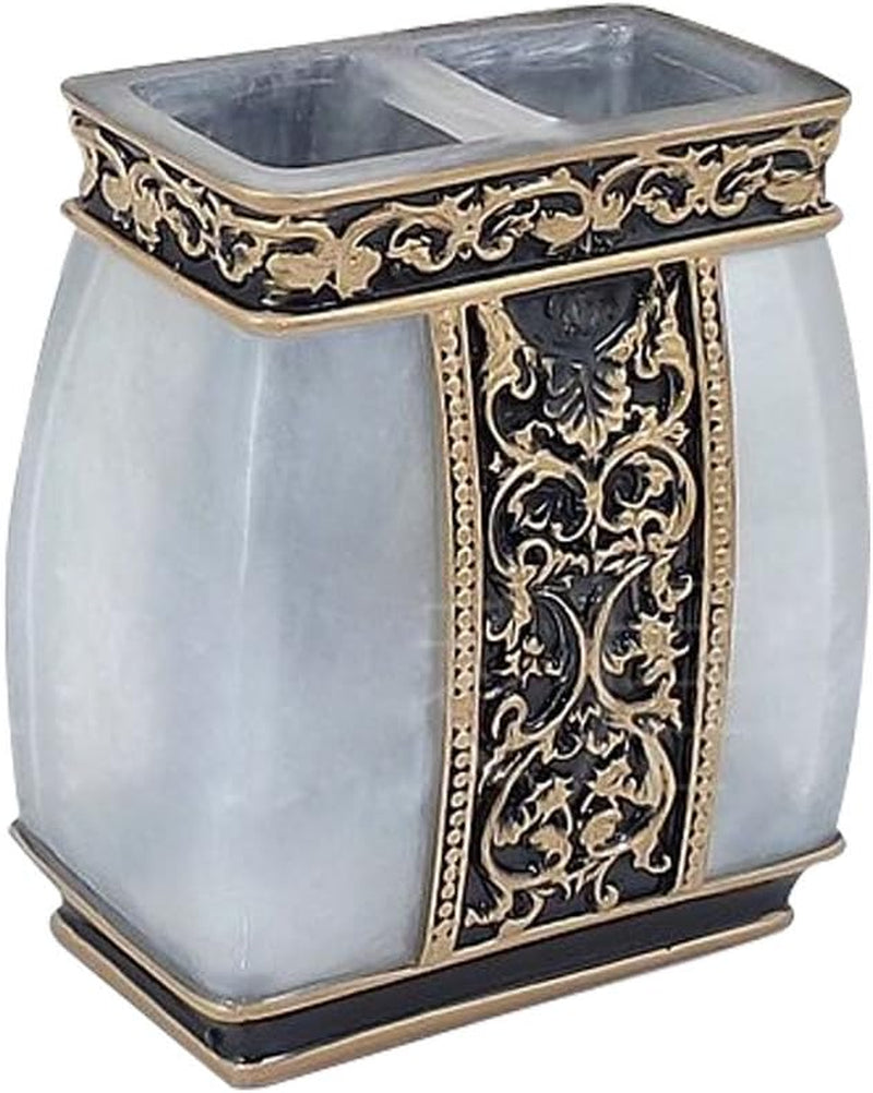 Creative Bath Ensemble, 5 Piece Bathroom Accessories Set, Collection Bath Set Features Soap Dispenser, Toothbrush Holder, Tumbler, & Soap Dish- Silver