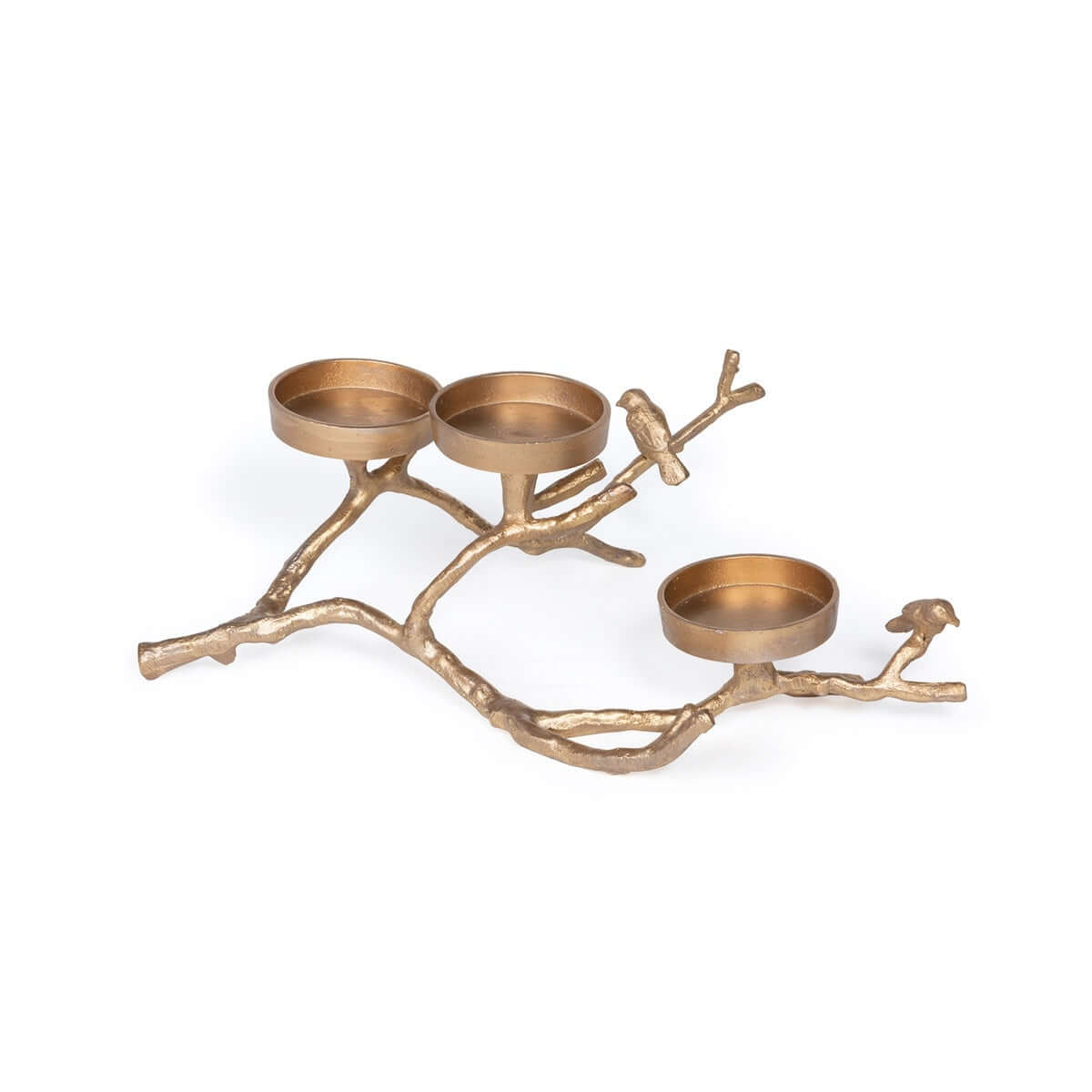 Bird Branch Candle Holder Centerpiece in Soft Gold