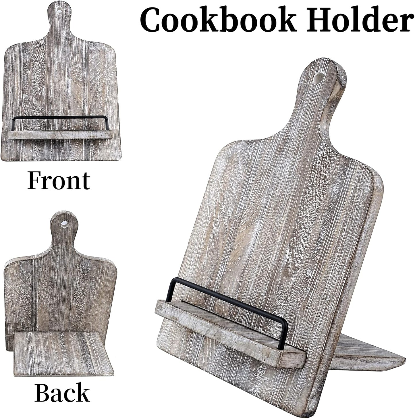 Wood Cookbook Stand Cookbook Holder: Kitchen Adjustable Cookbook Holder Recipe Stand for Counter Gray