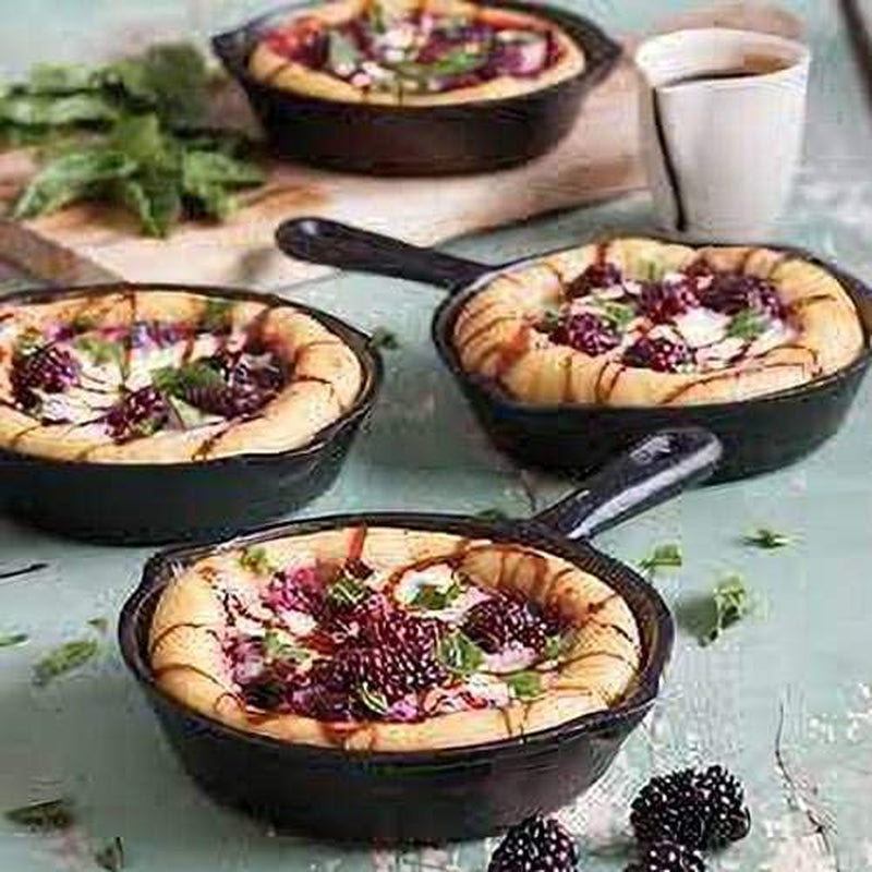 6 Inch Cast Iron Skillet, Frying Pan with Drip-Spouts, Pre-Seasoned Oven Safe Cookware, Camping Indoor and Outdoor Cooking, Grill Safe, Restaurant Chef Quality