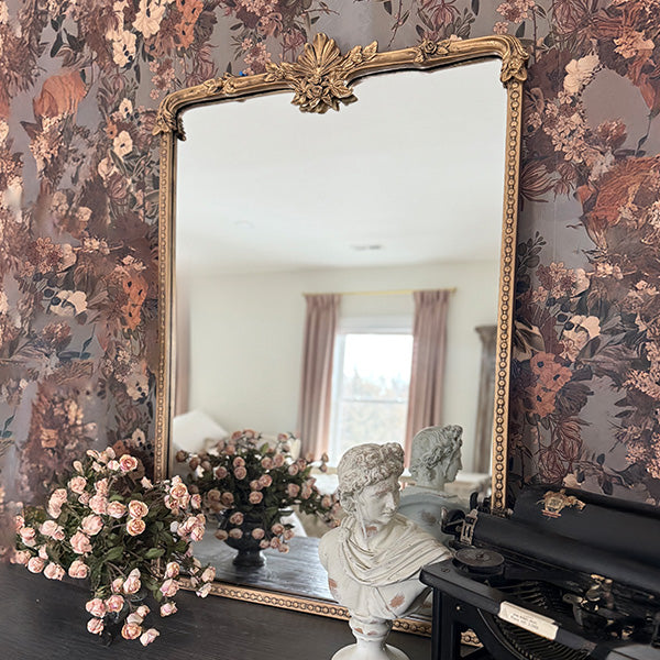 Ornate Golden Floral Rectangular Mirror