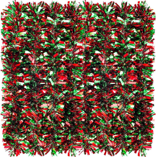 26.2 Ft Christmas Tinsel Garland Red and Green Metallic Tree Garland Glitter Party Tinsel Hanging Decorations for Christmas Tree Wedding Birthday Party Supplies