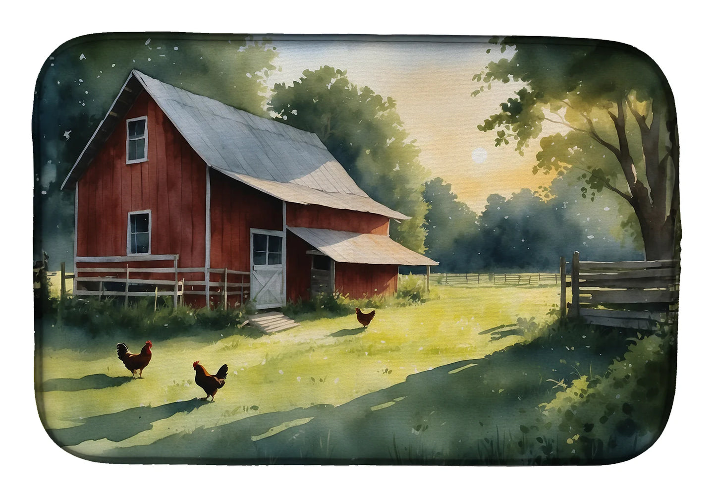 Chicken Coop at Dawn Dish Drying Mat