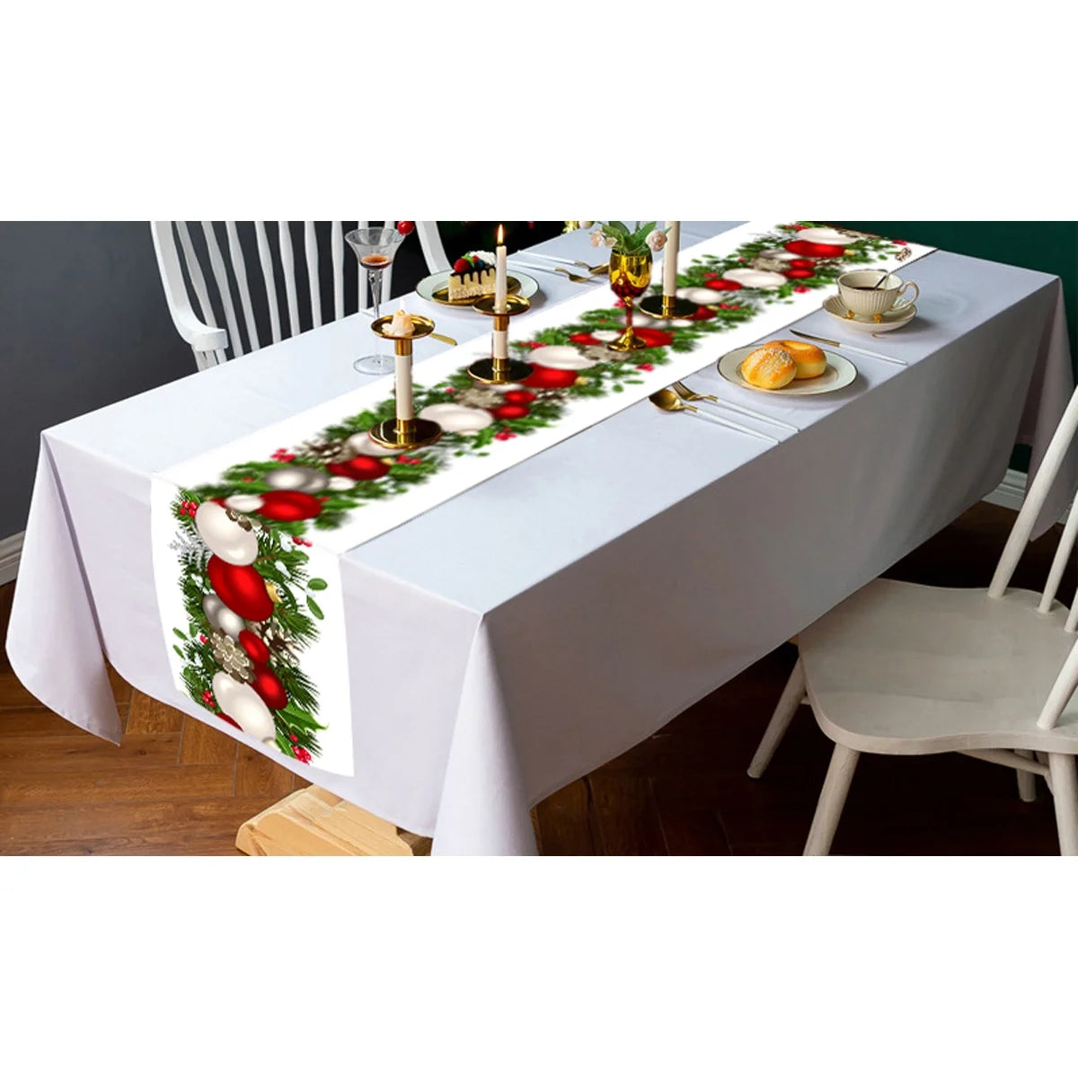 Linen Christmas Table Runner Seasonal Winter Christmas Xmas Table Runner Holiday Farmhouse Style Table Decor