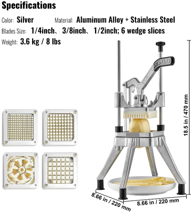 Commercial Chopper Commercial Vegetable Chopper with 4 Blades Fruits Dicer