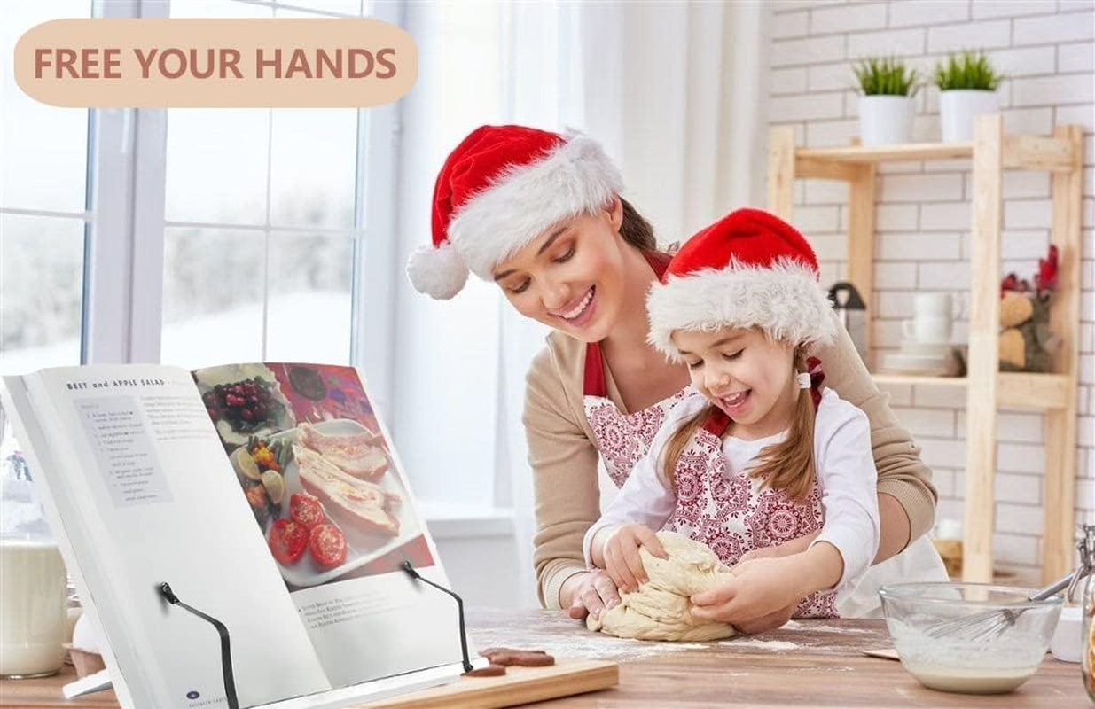 Book Stand Holder White 15.4Inch Large Portable Adjustable Reading Textbook Recipe Sturdy Stand with Paper Clips for Home Office Laptop Cookbook Desktop Heavy Documents Tablets and More