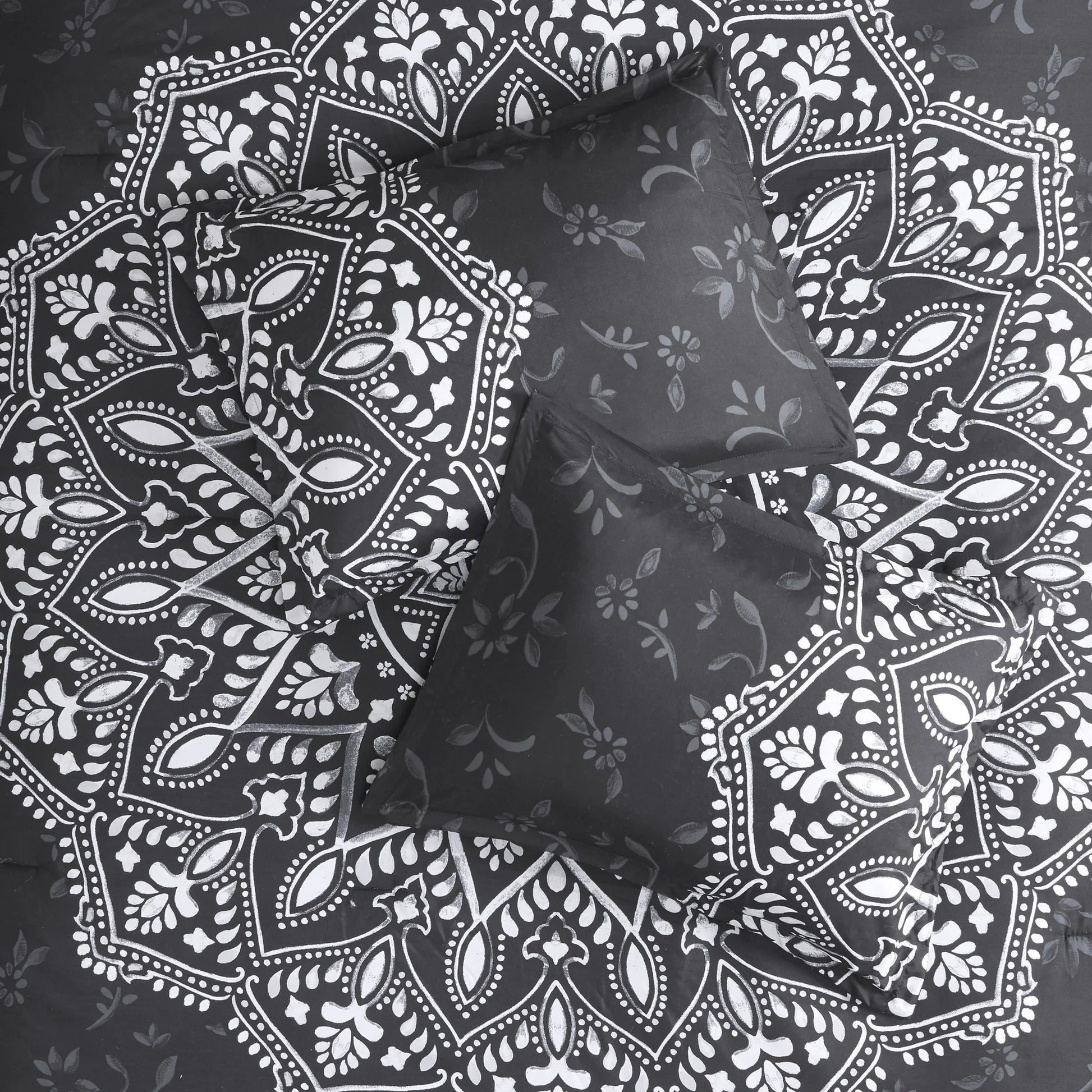 Twin Size Comforter Sets, Black Bed in a Bag Twin, 6 Pieces Bedding Comforter Set with Bed Sheets and Side Pockets