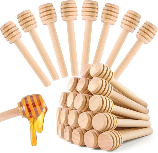 20PCS Wooden Honey Dipper Sticks, 3 Inch Honeycomb, Mini Honey Spoon Wand for Jar and Dispenser, Top off Cupcake, Themed Baby Shower, Bridal Party Favors