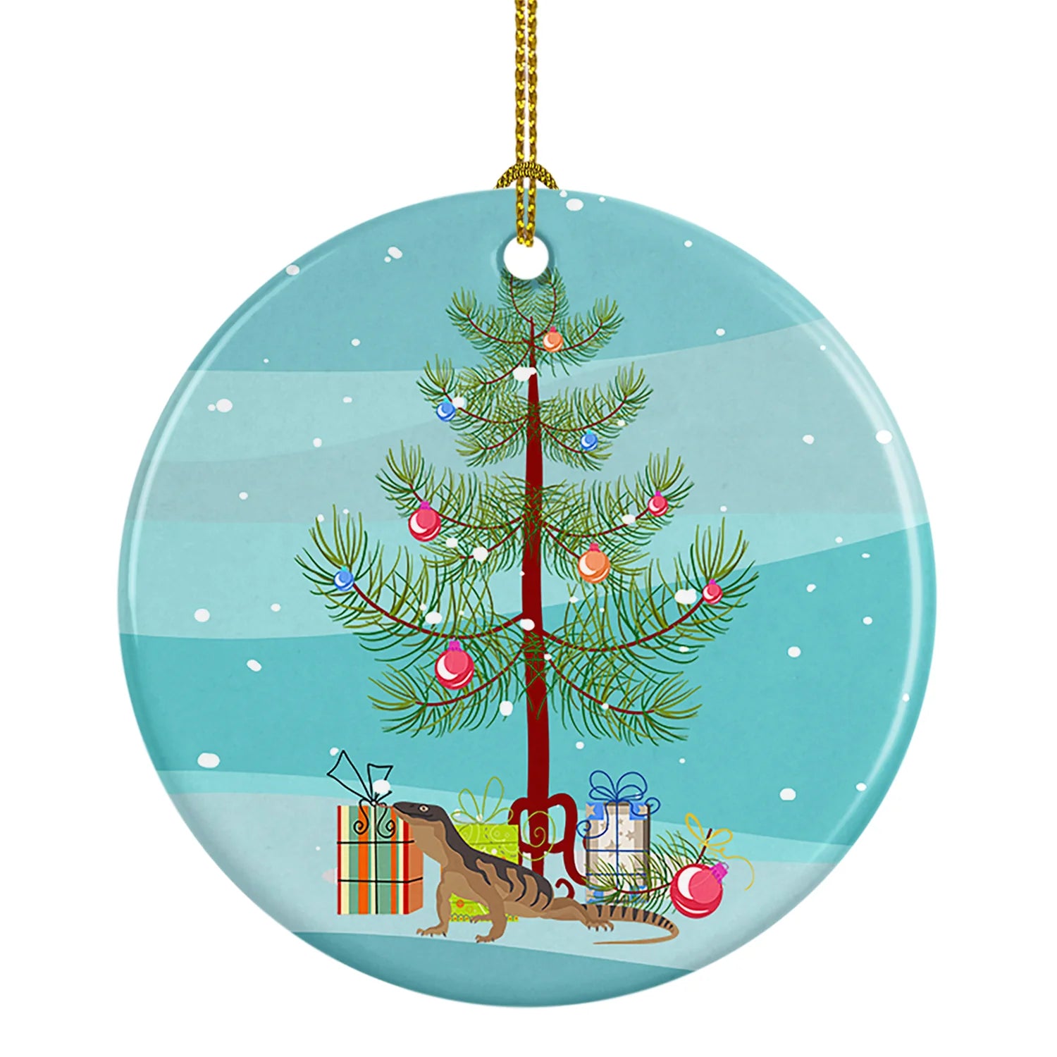 Monitor Lizard Merry Christmas Ceramic Ornament