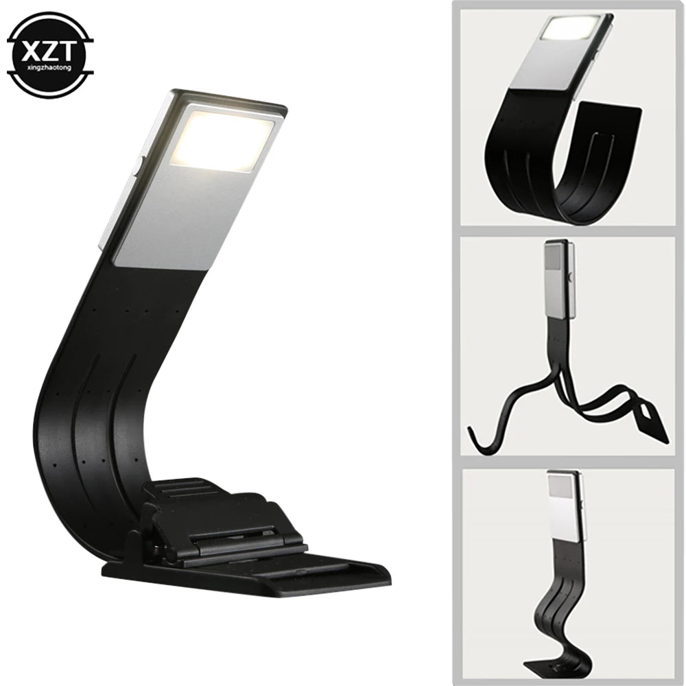Portable LED Reading Book Light with Detachable Flexible Clip USB Rechargeable Lamp for Kindle Ebook Readers