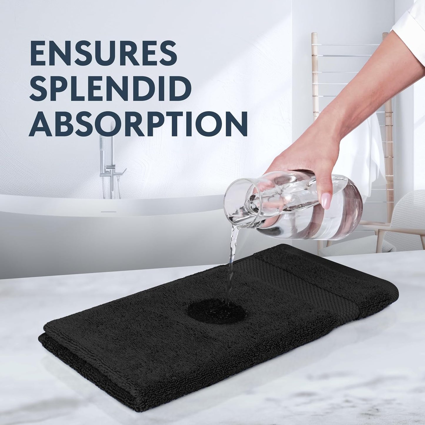 Luxury Cotton Washcloths 13X13 Inch - 650 GSM Turkish Cotton | Hotel, Spa, Bathroom Face Towel | 12 Pack, Black