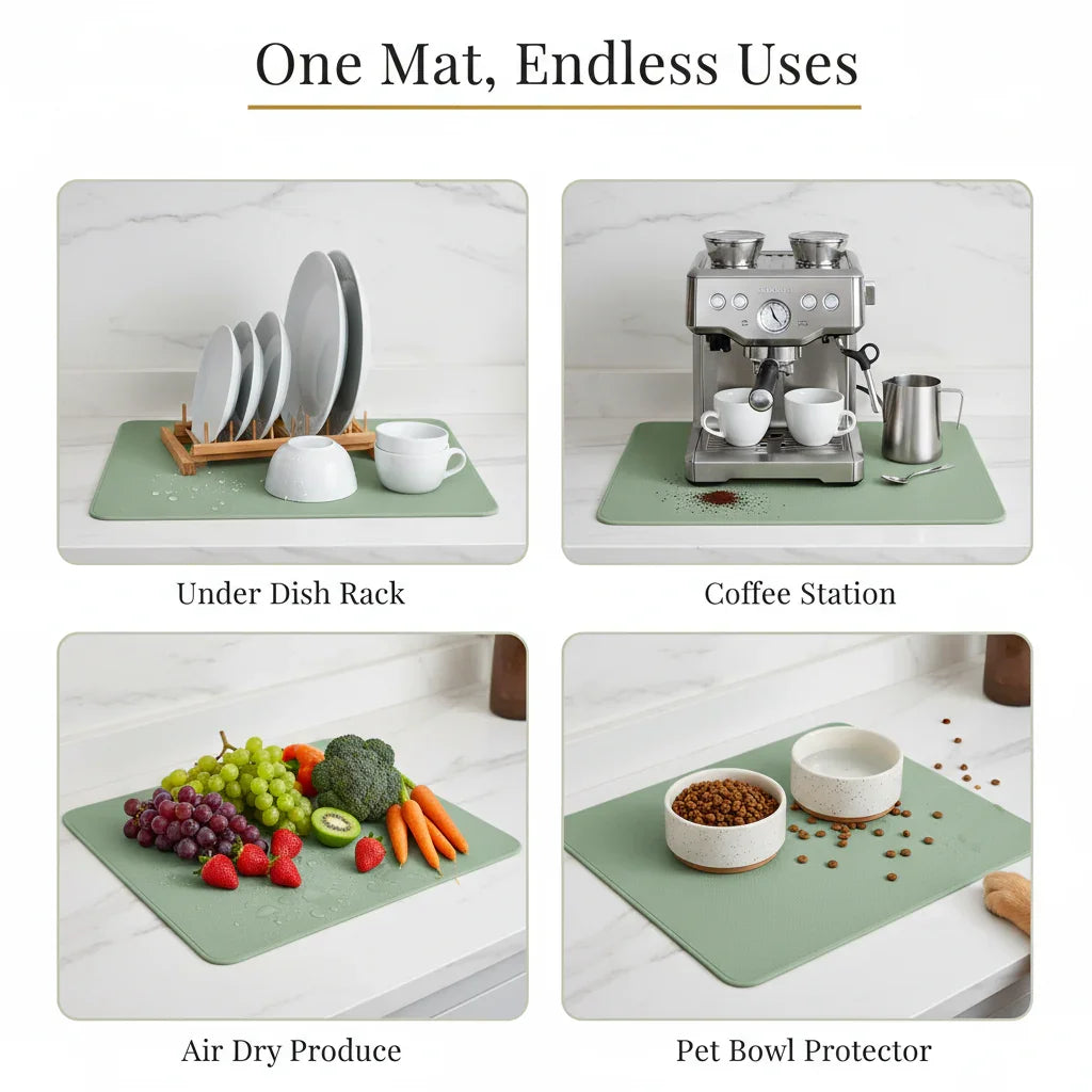 Dish Drying Mat – Absorbent Quick Dry Kitchen Counter Mat – Non-Slip & Easy to Clean | Strabella