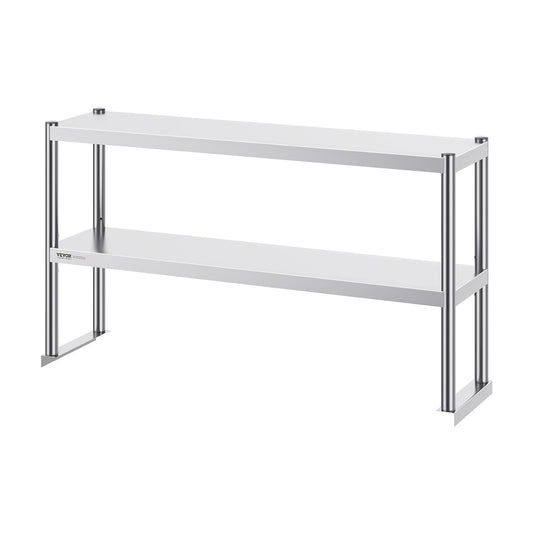 VEVOR Double Overshelf, Double Tier Stainless Steel Overshelf, 12 X 48 Inch Double Deck Overshelf, Height Adjustable Overshelf Prep Work Table for Kitchen, Restaurant and Workshop