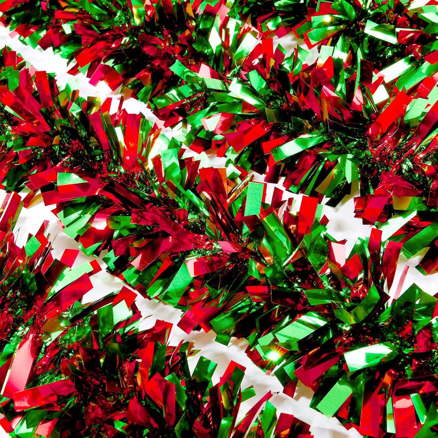 26.2 Ft Christmas Tinsel Garland Red and Green Metallic Tree Garland Glitter Party Tinsel Hanging Decorations for Christmas Tree Wedding Birthday Party Supplies