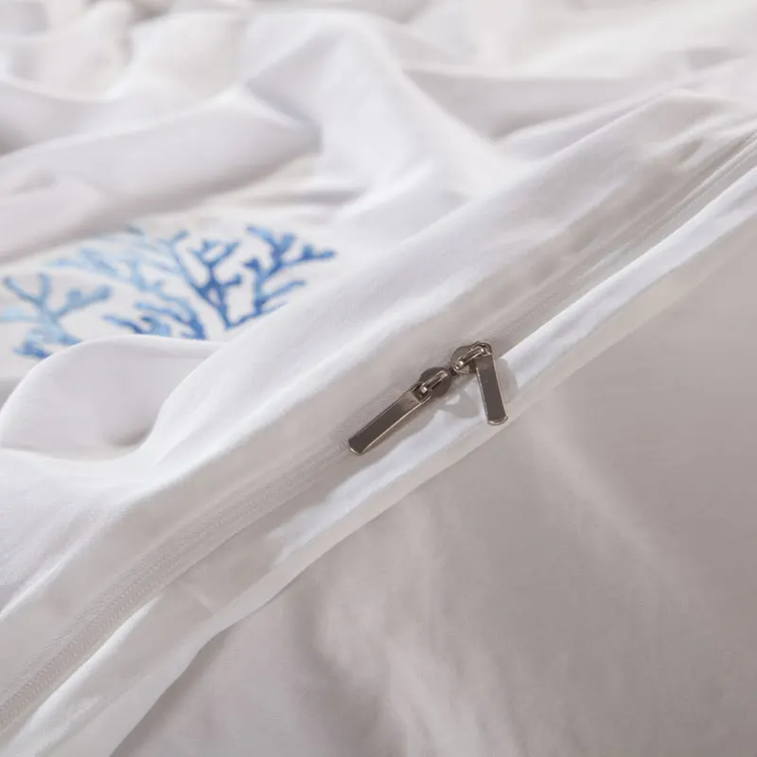 Blue Egyptian Cotton Embroidered Tribute Silk Bedding Set | 3CARATS