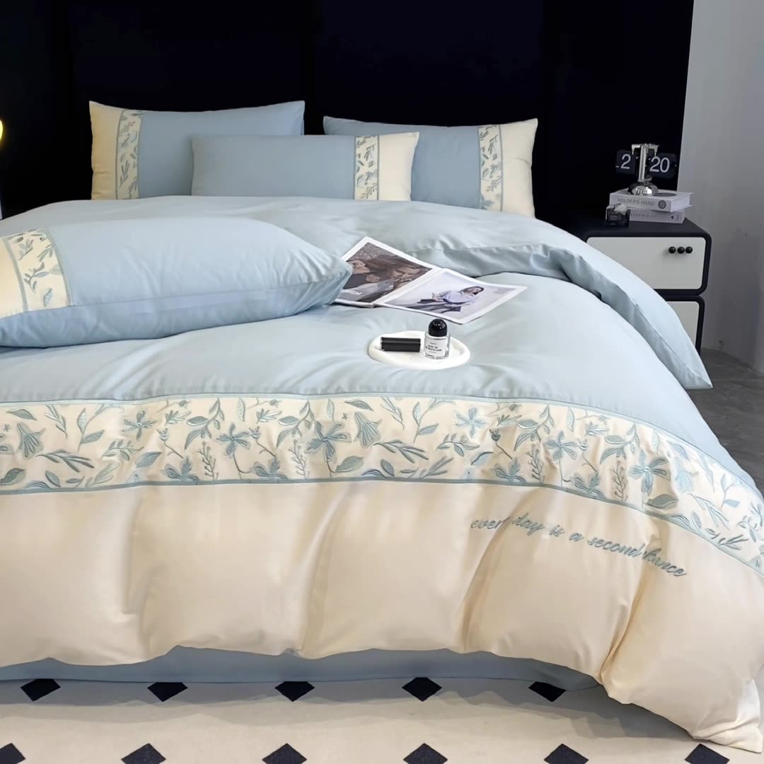 Premium French 100S Long-Staple Cotton Embroidered Bedding Set | 3CARATS