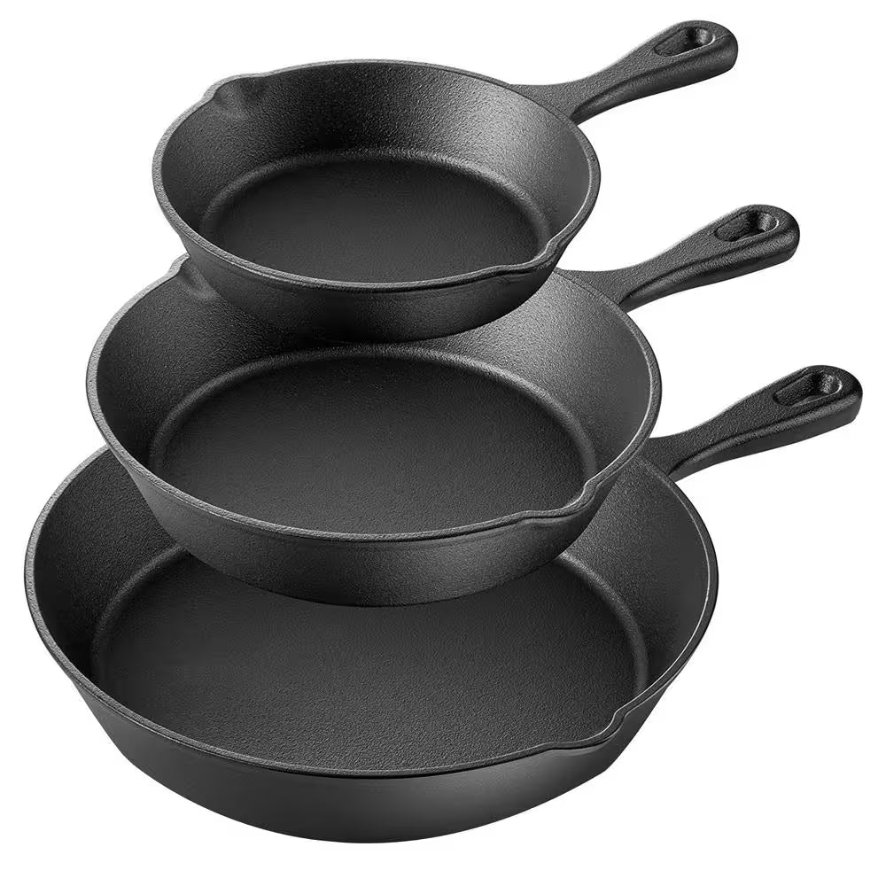 Pre-Seasoned 3-Piece Cast Iron Skillet Set