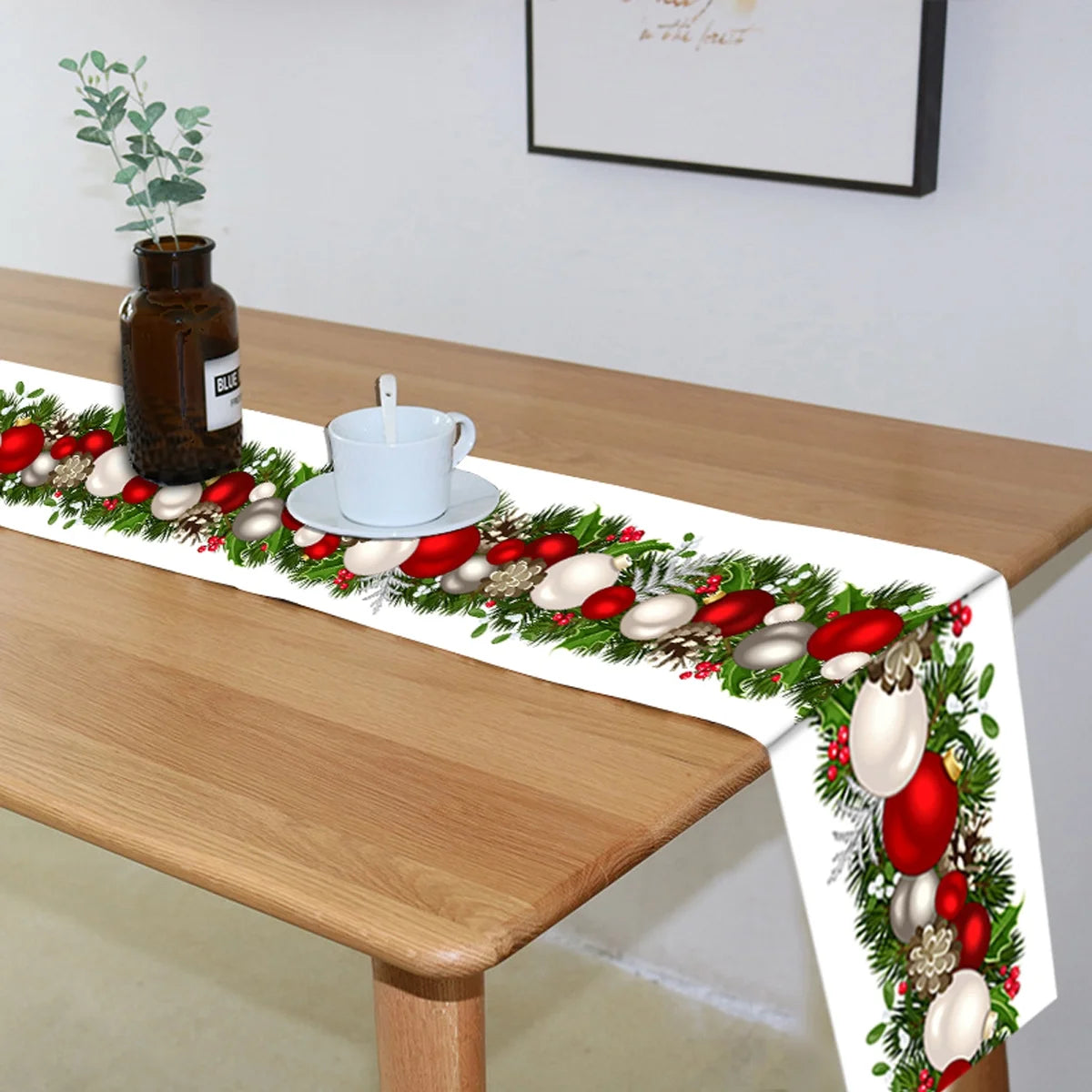 Linen Christmas Table Runner Seasonal Winter Christmas Xmas Table Runner Holiday Farmhouse Style Table Decor