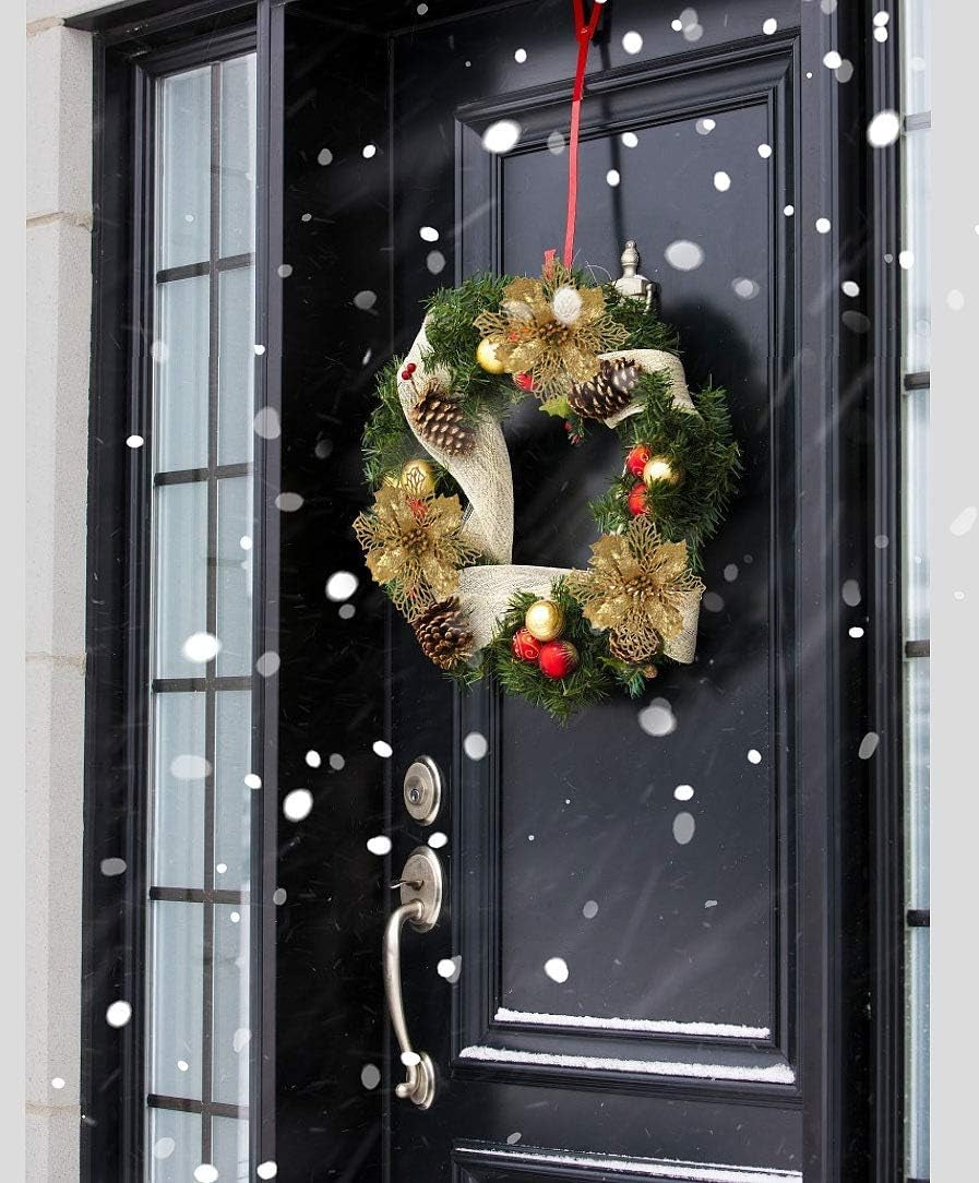 10 Pcs Christmas Glitter Poinsettia Flowers Picks Christmas Tree Ornaments 6" Wide for Xmas Tree Wreaths Garland Holiday Seasonal Wedding Decoration (Gold)