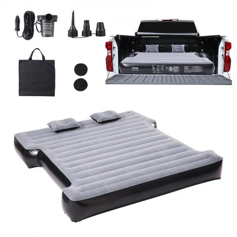 VEVOR Truck Bed Air Mattress, for 5.5-5.8 Ft Full Size Short Truck Beds, Inflatable Air Mattress Camping Bed with 12V Air Pump 2 Pillows, Carry Bag, for Silverado, RAM, F Series, Sierra, Titan, Tundra