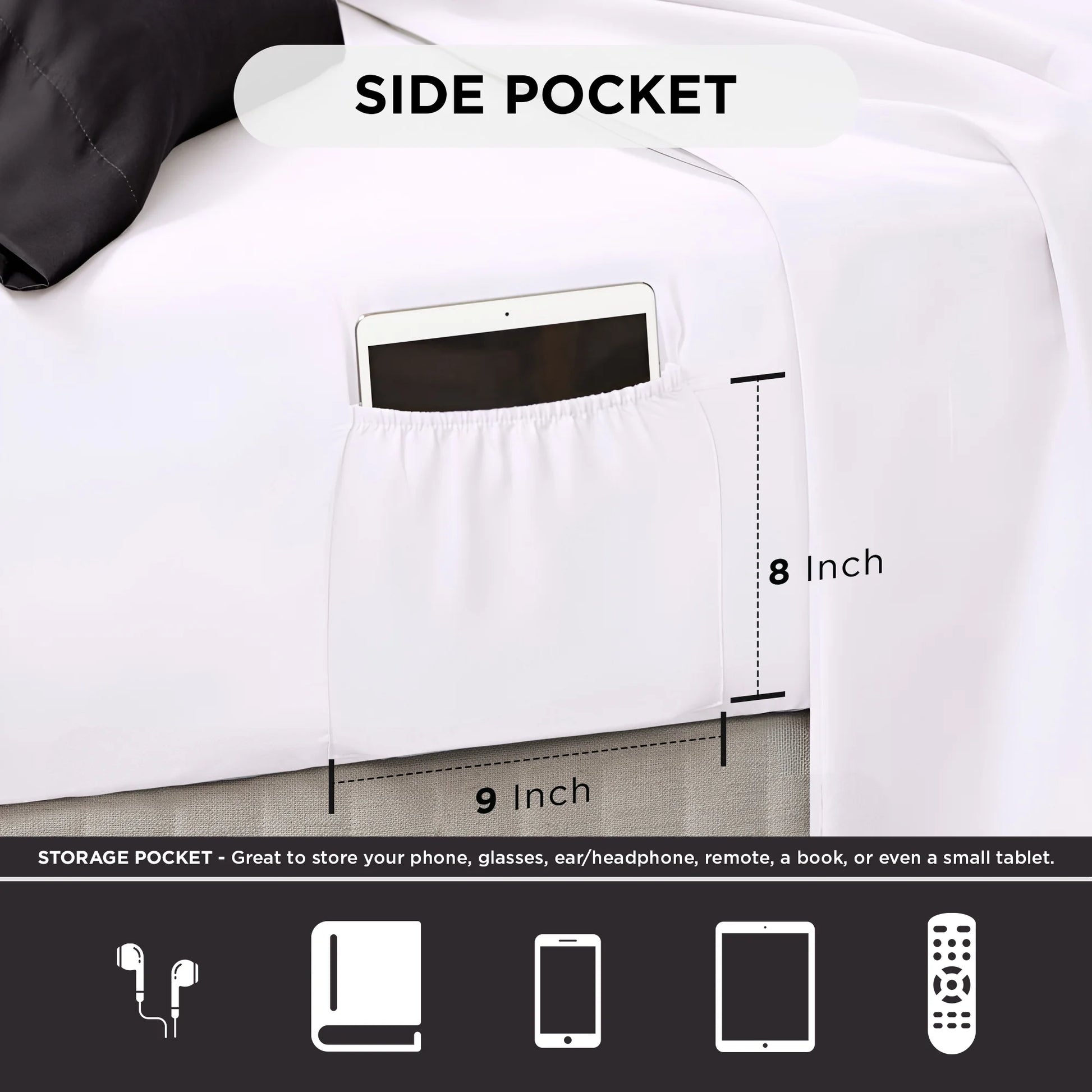 Twin Size Comforter Sets, Black Bed in a Bag Twin, 6 Pieces Bedding Comforter Set with Bed Sheets and Side Pockets