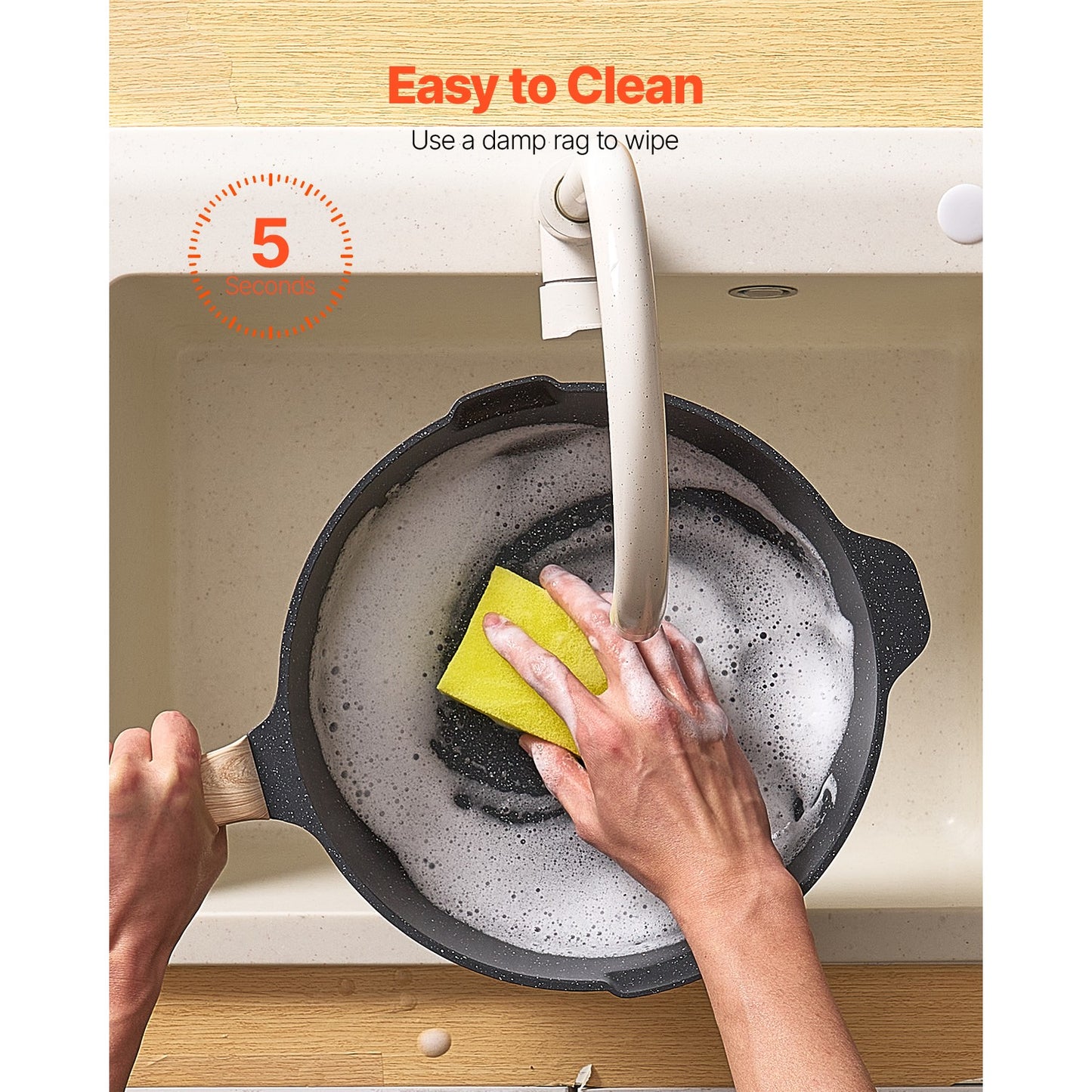 17 Pieces Kitchen Pots & Pans Set Granite Nonstick Cookware Set with Lids