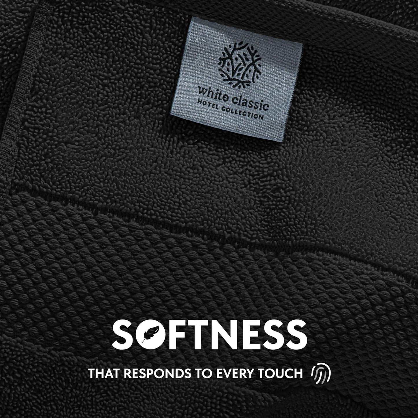 Luxury Cotton Washcloths 13X13 Inch - 650 GSM Turkish Cotton | Hotel, Spa, Bathroom Face Towel | 12 Pack, Black