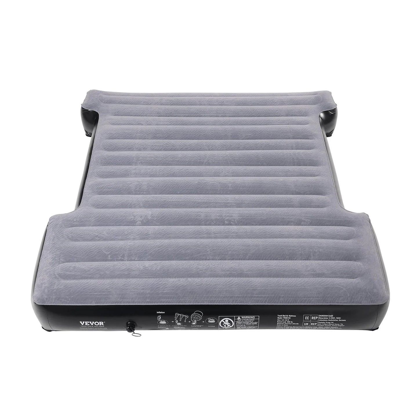 VEVOR Truck Bed Air Mattress, for 5.5-5.8 Ft Full Size Short Truck Beds, Inflatable Air Mattress Camping Bed with 12V Air Pump 2 Pillows, Carry Bag, for Silverado, RAM, F Series, Sierra, Titan, Tundra