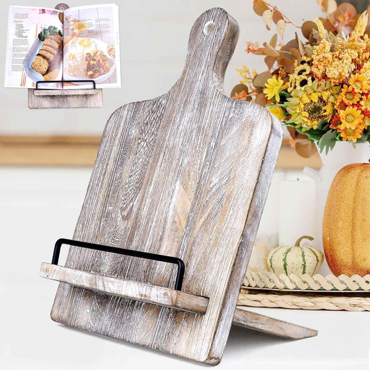Wood Cookbook Stand Cookbook Holder: Kitchen Adjustable Cookbook Holder Recipe Stand for Counter Gray