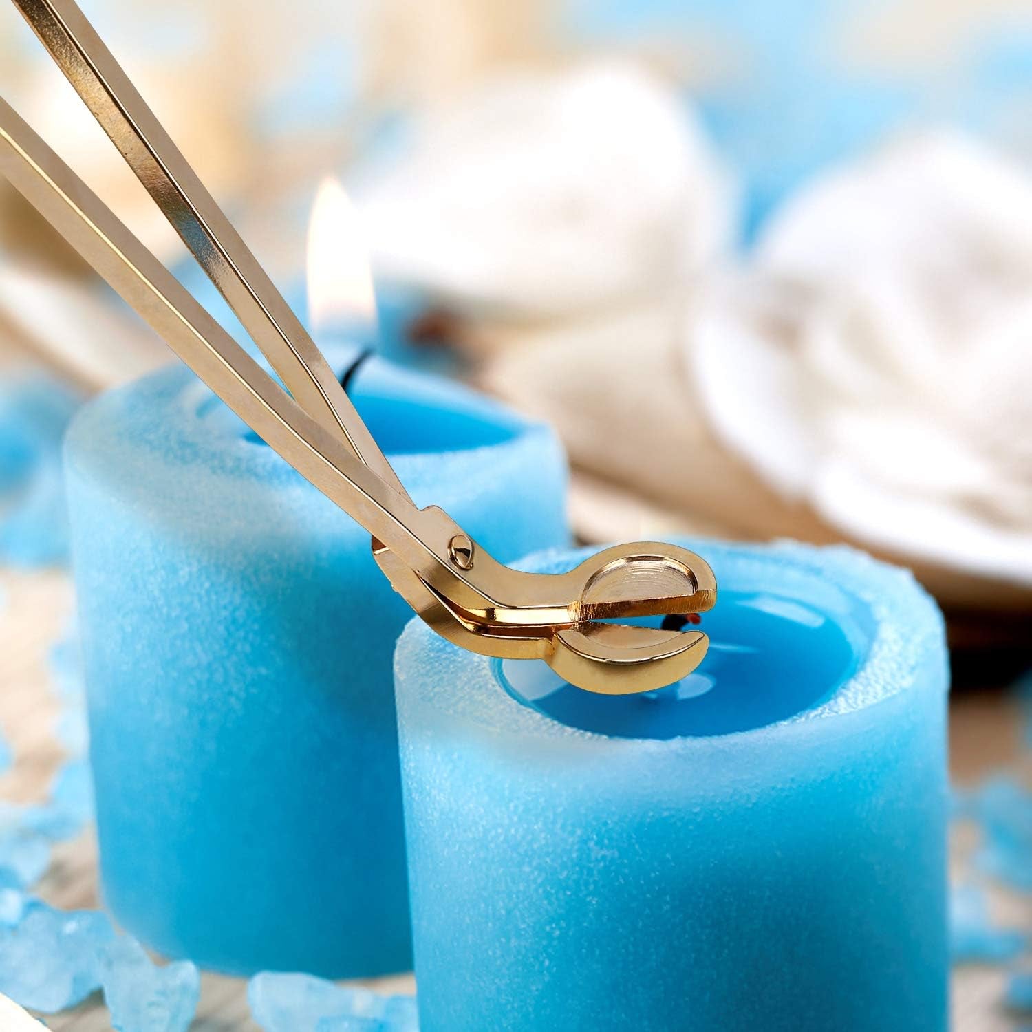 3 in 1 Candle Accessory Set - Wick Trimmer, Snuffer, Dipper with Gift Package for Candle Lovers (Champagne Gold)