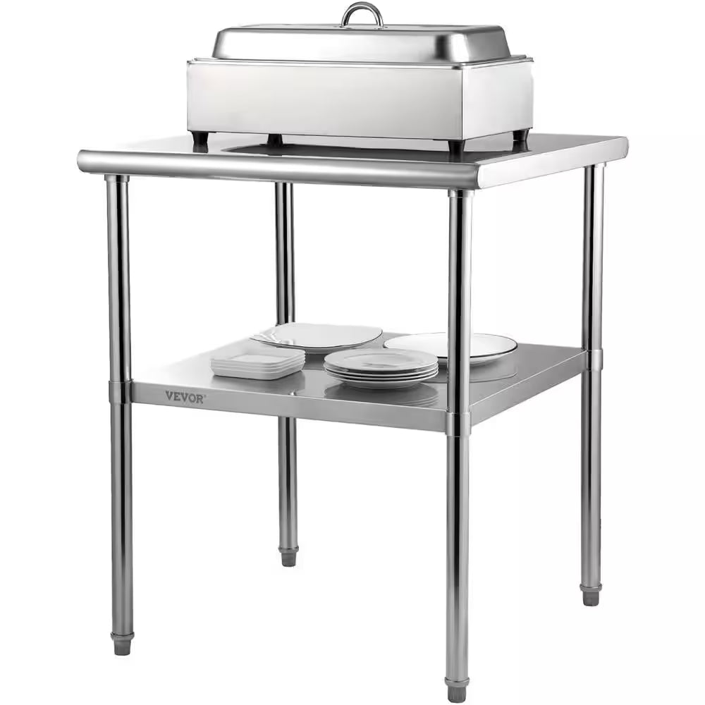 Stainless Steel Prep Table 30 X 30 X 36 In. Heavy Duty Metal Worktable 800 Lbs. Load Capacity Kitchen Prep Table,Silver