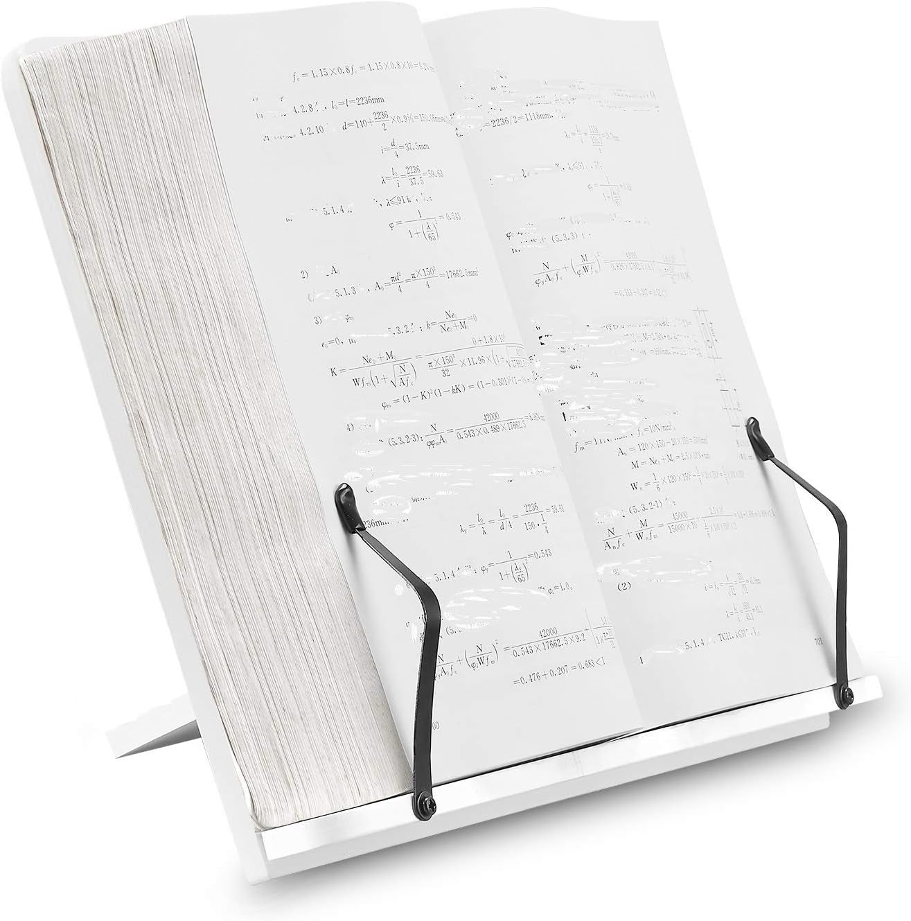 Book Stand Holder White 15.4Inch Large Portable Adjustable Reading Textbook Recipe Sturdy Stand with Paper Clips for Home Office Laptop Cookbook Desktop Heavy Documents Tablets and More