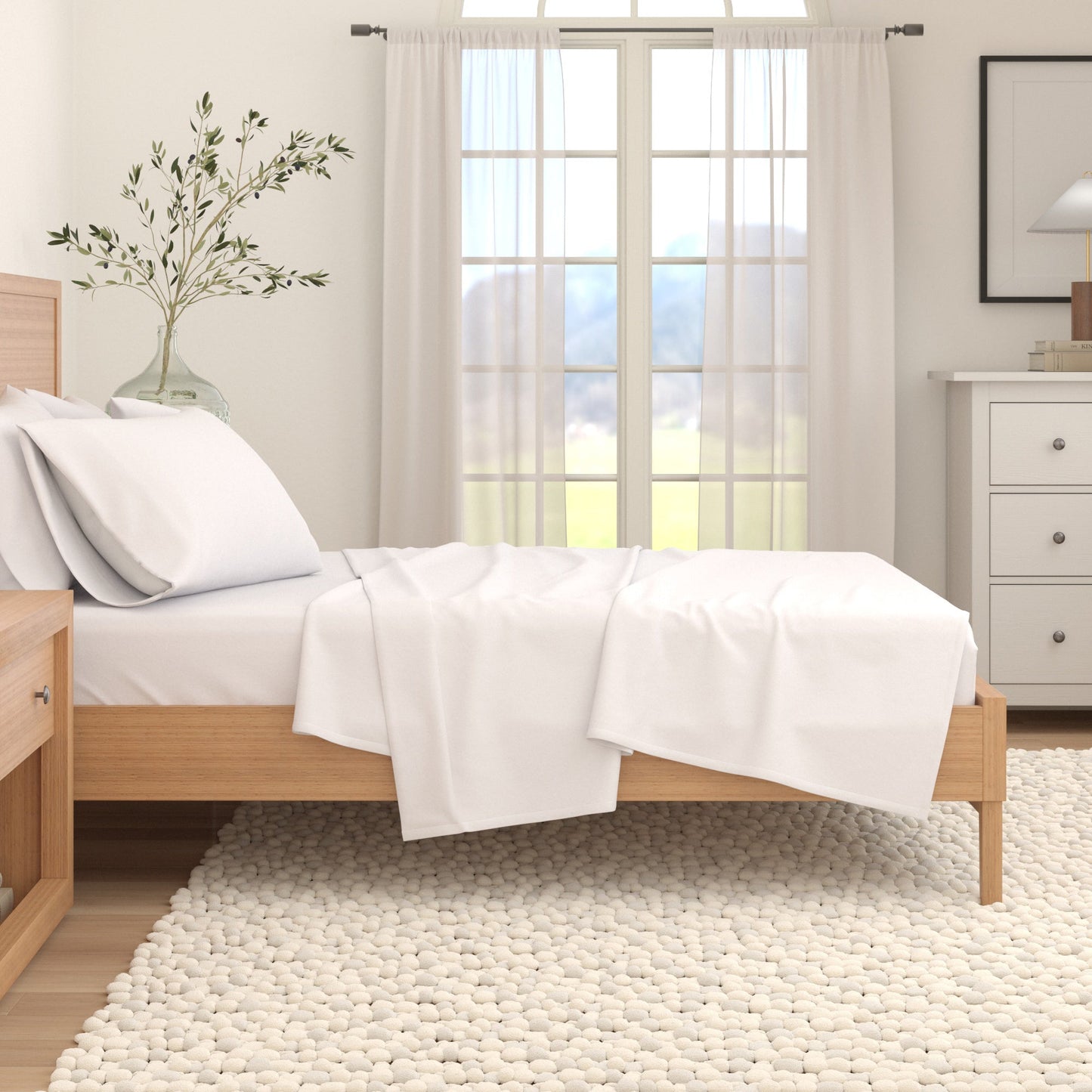 4-Piece Cotton Solid Flannel Sheet - Nordic Collection