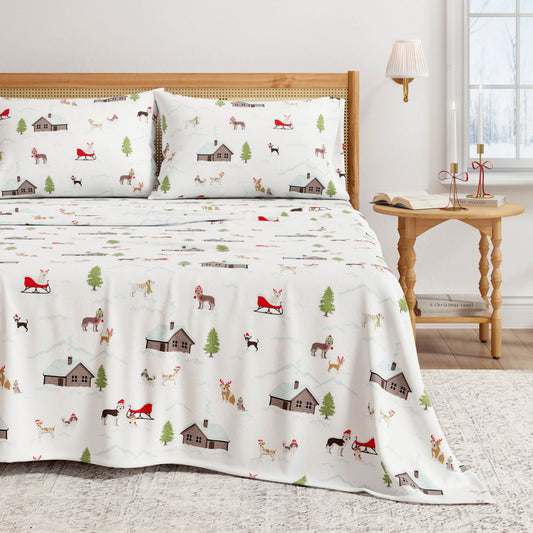 4-Piece Turkish Cotton Christmas Flannel Sheet - Whittaker Collection