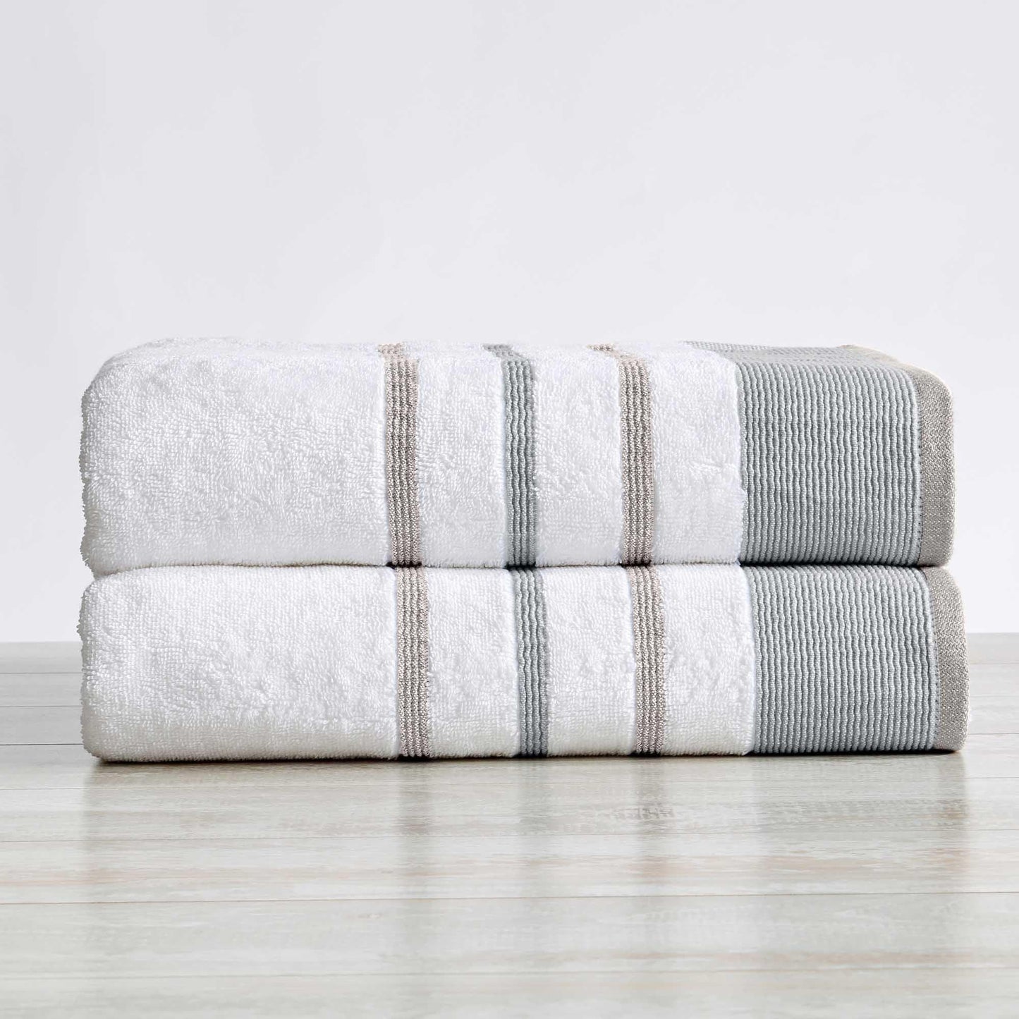 Decorative Cotton Stripe Bath Towel Set - Noelle Collection