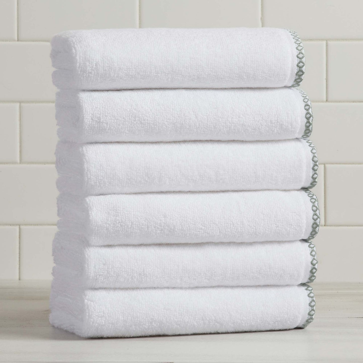 Cotton Border-Stitched 6-Piece Towel Set - Valery Collection