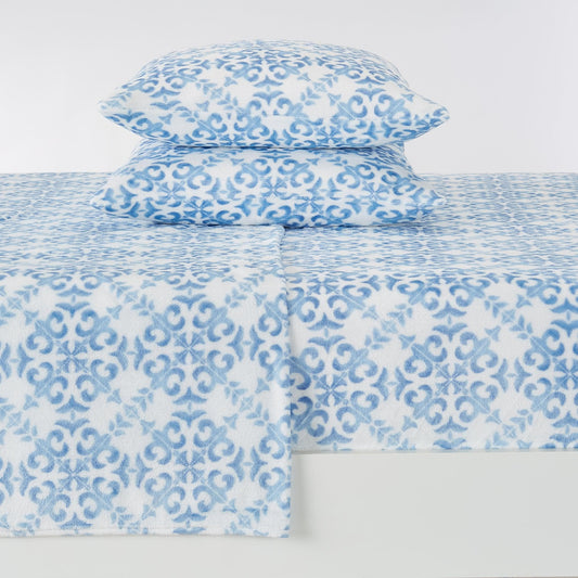 4-Piece Printed Plush Sheet - Velvet Luxe Lattice Collection
