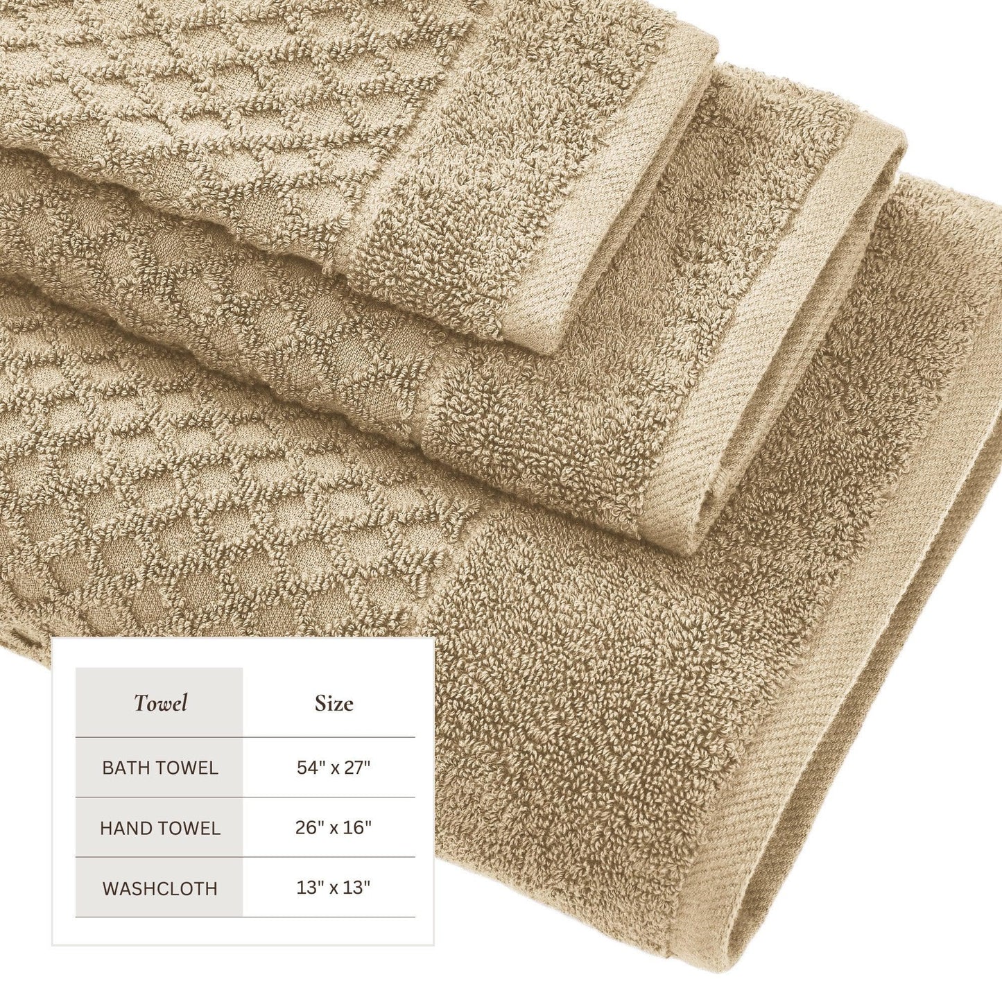Cotton Diamond Waffle Weave Bath Towel Set - Grayson Collection