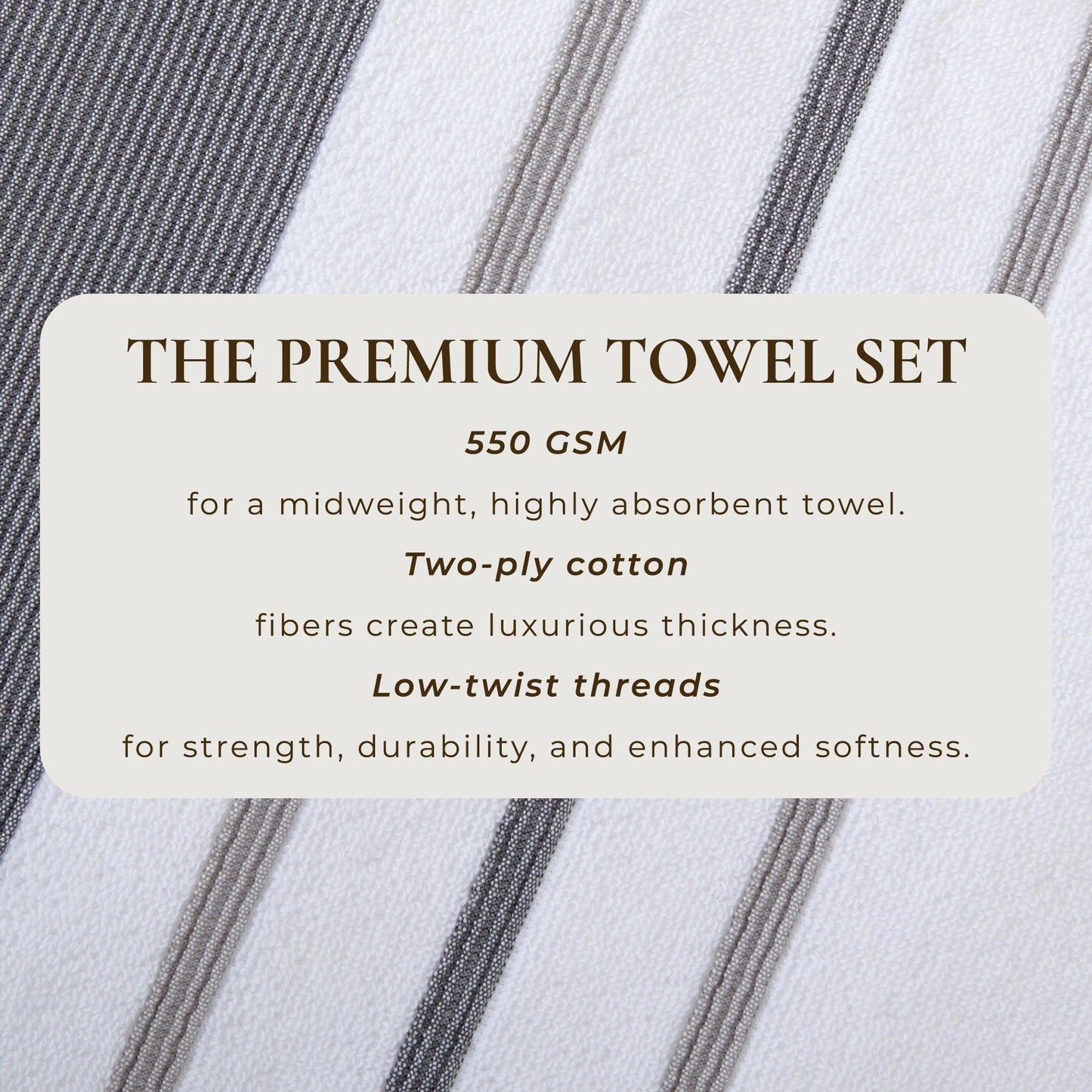 Decorative Cotton Stripe Bath Towel Set - Noelle Collection