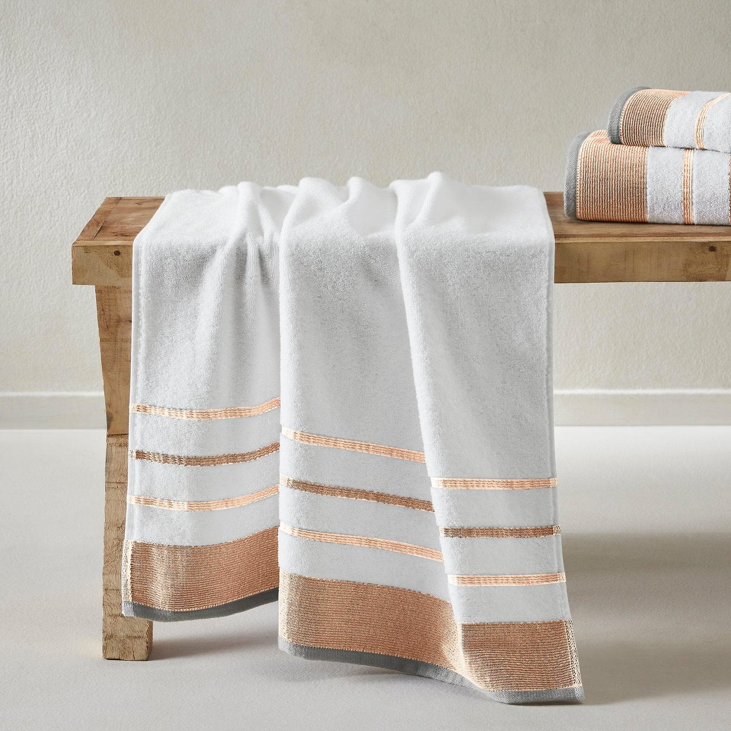 Decorative Cotton Stripe Bath Towel Set - Noelle Collection