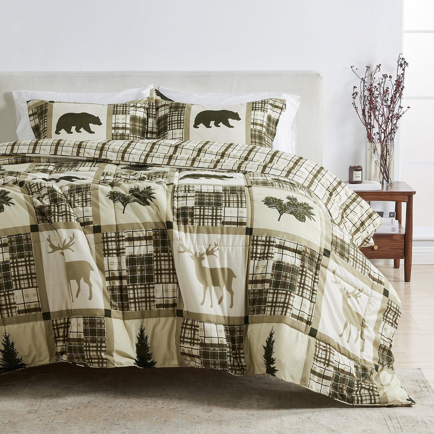 Reversible Christmas Comforter and Sham Set - Holiday / Lodge Odette Collection