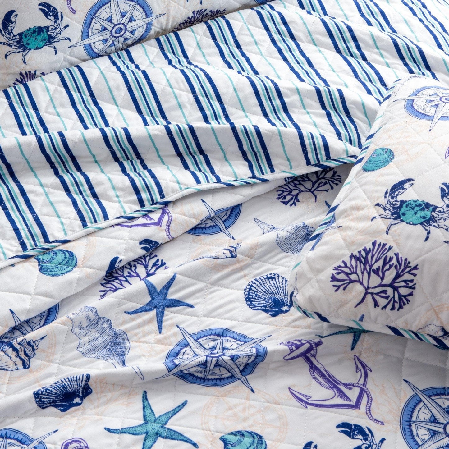 Nautical Anchor Quilt Set - Azure Collection
