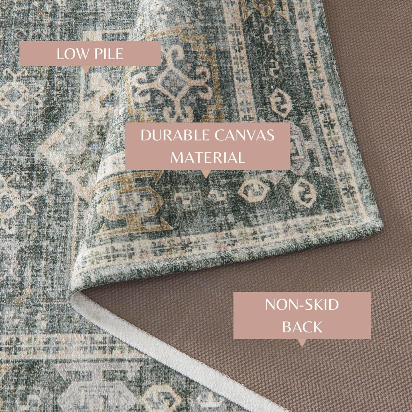 Medallion Machine Washable Accent Area Rug & Runner 2 Pack - Nava Collection