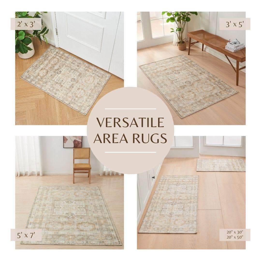 Medallion Machine Washable Accent Area Rug & Runner 2 Pack - Nava Collection