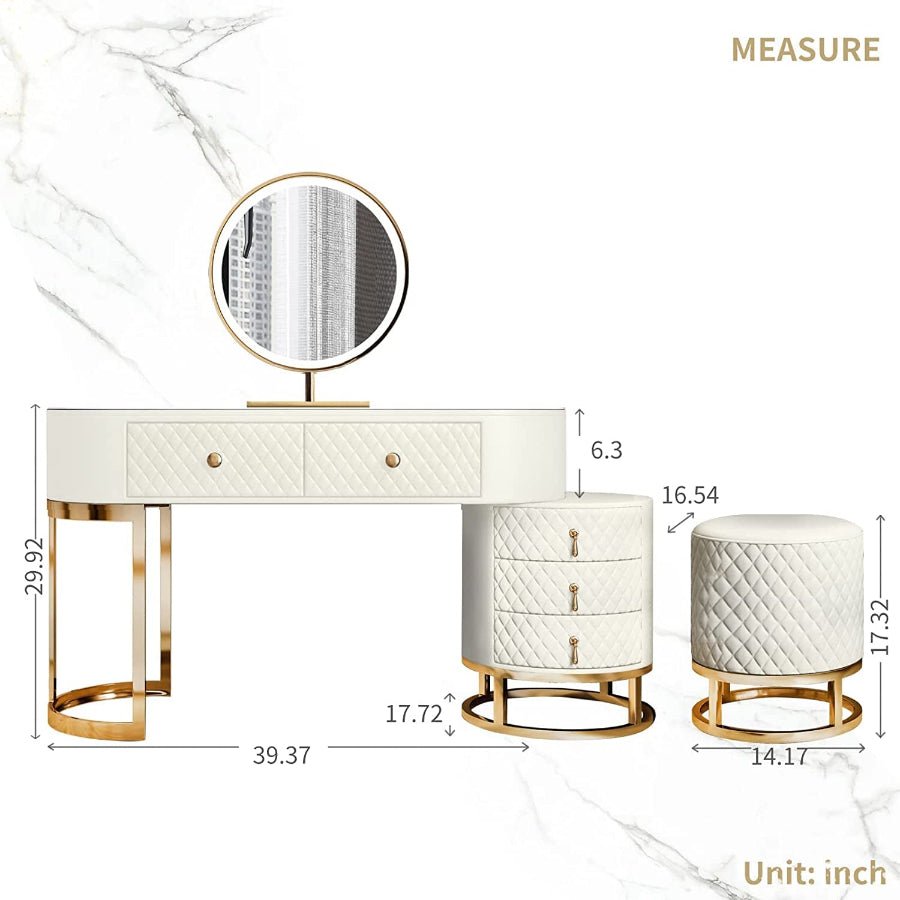 Makeup Vanity with Lights, Drawers, and Stool – Luxury Vanity Set for Women