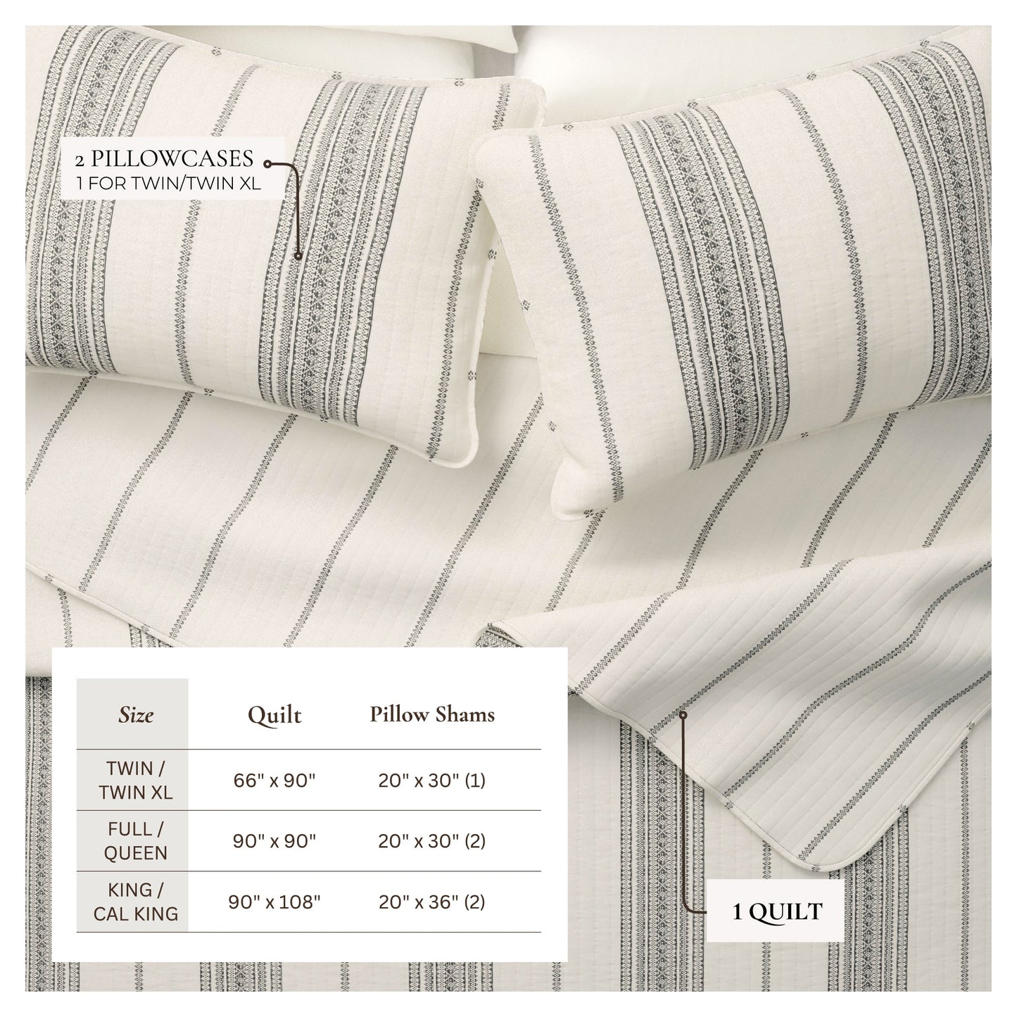 3-Piece Stripe Quilt - Wesley Collection