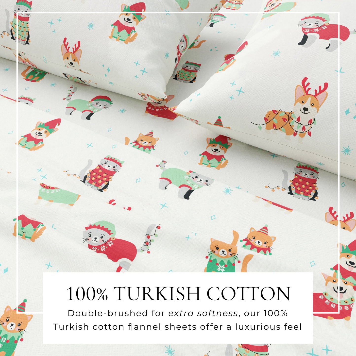 4-Piece Turkish Cotton Christmas Flannel Sheet - Whittaker Collection
