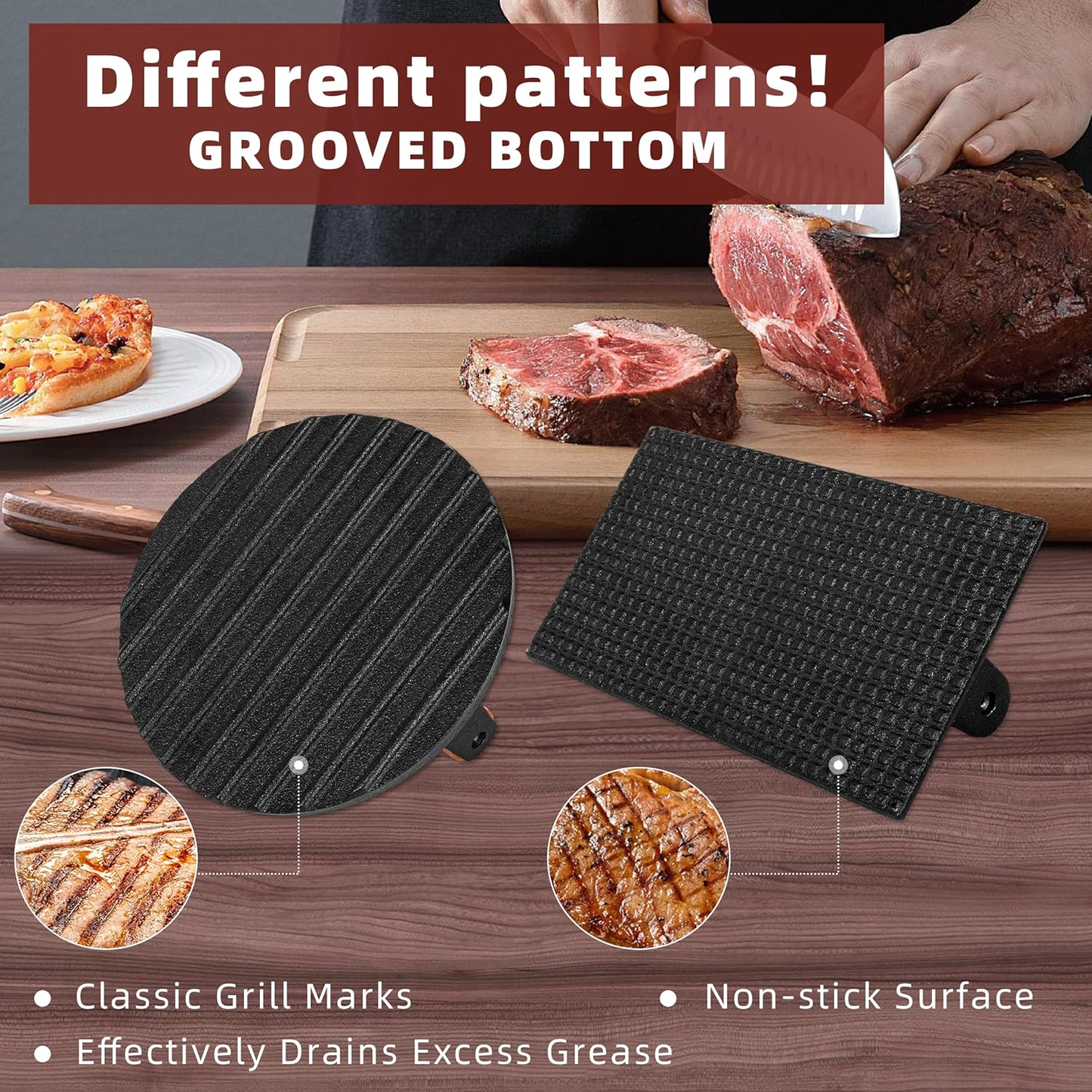 Burger Press Heavy-Duty Cast Iron Smashed Meat Steak Weight Grill Griddle Press