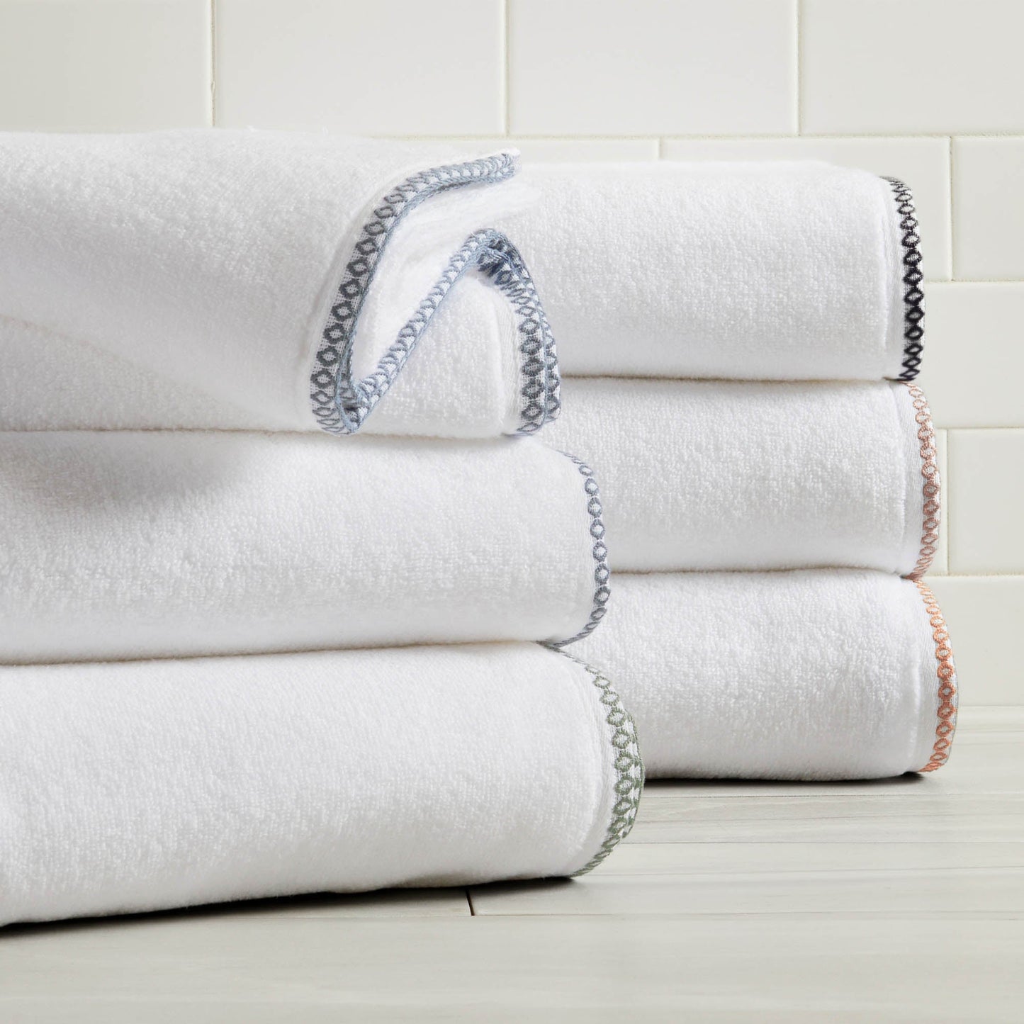 Cotton Border-Stitched 6-Piece Towel Set - Valery Collection
